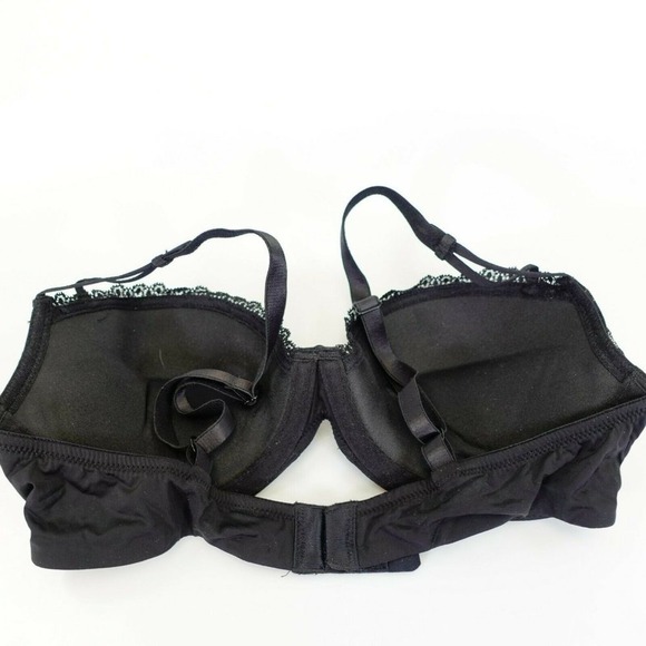 ADORE ME Black Nude Balconette Bra 34C MEDIUM Padded Push Up Lace Shell Sexy NEW - Picture 6 of 11